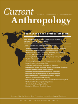 Current Anthropology Wenner-Gren Symposium Supplementary Issues (In Order of Appearance)