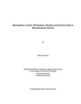 Bernardino Licinio: Portraiture, Kinship and Community in Renaissance Venice