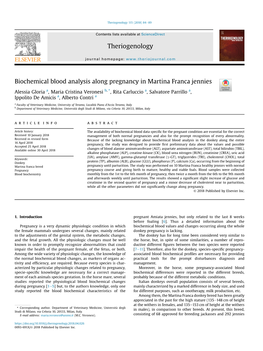 Biochemical Blood Analysis Along Pregnancy in Martina Franca Jennies