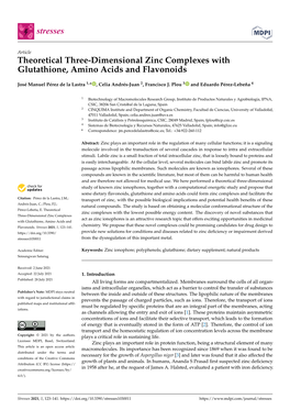 Theoretical Three-Dimensional Zinc Complexes with Glutathione, Amino Acids and Flavonoids