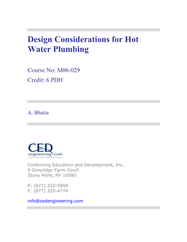 Design Considerations for Hot Water Plumbing