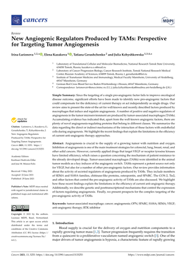 New Angiogenic Regulators Produced by Tams: Perspective for Targeting Tumor Angiogenesis