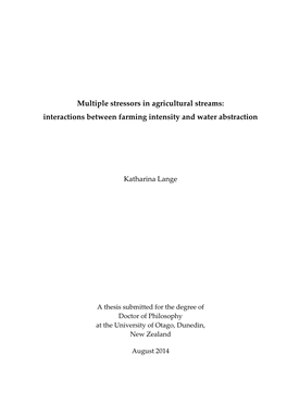 Multiple Stressors in Agricultural Streams: Interactions Between Farming Intensity and Water Abstraction