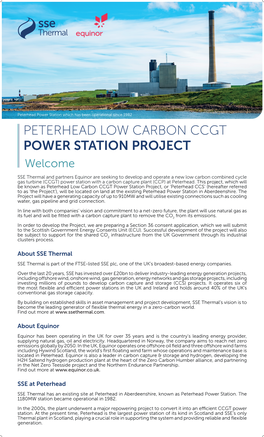 PETERHEAD LOW CARBON CCGT POWER STATION PROJECT Welcome