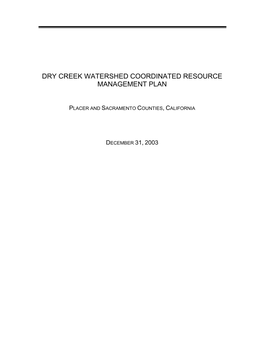 Dry Creek Watershed Coordinated Resource Management Plan