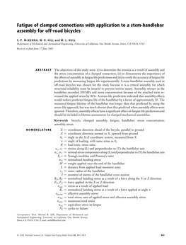 Fatigue of Clamped Connections with Application to a Stem-Handlebar Assembly for Off-Road Bicycles