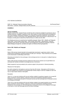 Channel / Analog Private Line (APL) Services