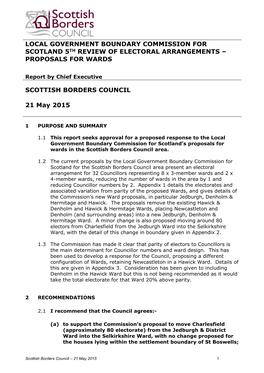 Local Government Boundary Commission for Scotland 5Th Review of Electoral Arrangements – Proposals for Wards