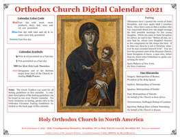 Orthodox Church Digital Calendar 2021