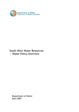 South West Water Resources — Water Policy Overview