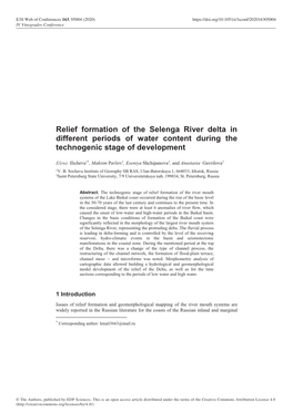 Relief Formation of the Selenga River Delta in Different Periods of Water Content During the Technogenic Stage of Development