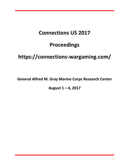 Collected Proceedings of the Connections US 2017 Wargaming