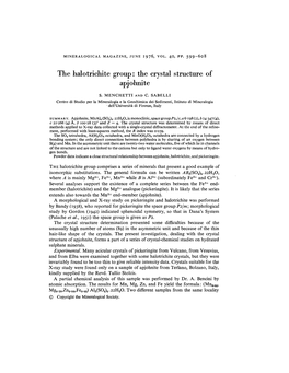 The Halotrichite Group: the Crystal Structure of Apjohnite