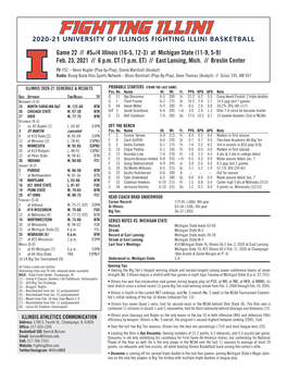 Game 22 // #5Ap/4 Illinois (16-5, 12-3) at Michigan State (11-9, 5-9) Feb