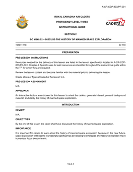 A-Cr-Ccp-803/Pf-001 15-2-1 Royal Canadian Air Cadets Proficiency Level Three Instructional Guide Section 2 Eo M340.02 – Discus