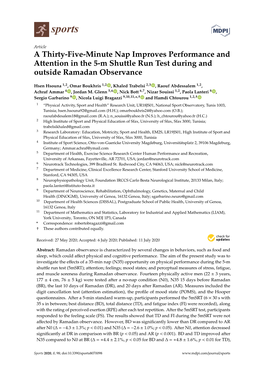 A Thirty-Five-Minute Nap Improves Performance and Attention in the 5-M Shuttle Run Test During and Outside Ramadan Observance