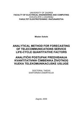 Analytical Method for Forecasting of Telecommunications Service Life-Cycle Quantitative Factors