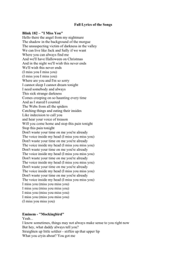 Full Lyrics of the Songs Blink