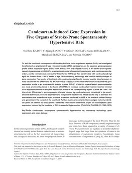 Candesartan-Induced Gene Expression in Five Organs of Stroke-Prone Spontaneously Hypertensive Rats