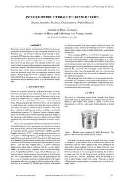 INTERFEROMETRIC STUDIES of the BRAZILIAN CUÍCA Tatiana