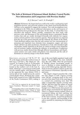 The Soils of Kiritimati (Christmas) Island, Kiribati, Central Pacific