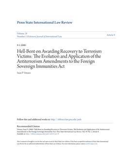 Hell-Bent on Awarding Recovery to Terrorism Victims: the Volute Ion and Application of the Antiterrorism Amendments to the Foreign Sovereign Immunities Act Sean P