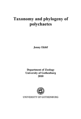 Taxonomy and Phylogeny of Polychaetes