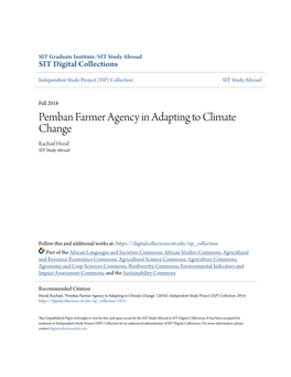 Pemban Farmer Agency in Adapting to Climate Change Rachael Hood SIT Study Abroad