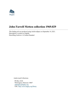 John Farrell Metten Collection 1969.029