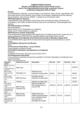 118 CUMNOR PARISH COUNCIL Minutes of the Meeting of The