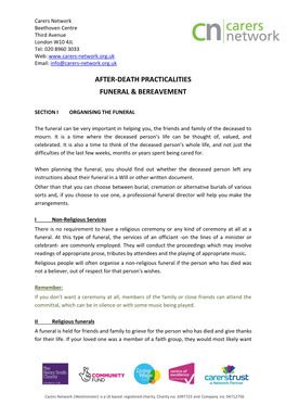 After-Death Practicalities Funeral & Bereavement