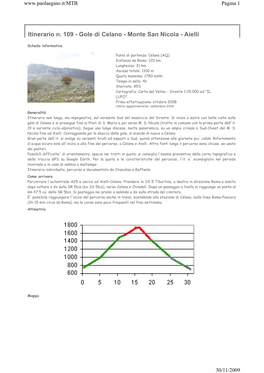 Itinerario N. 109 - Gole Di Celano - Monte San Nicola - Aielli