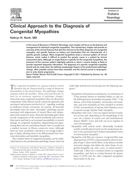 Clinical Approach to the Diagnosis of Congenital Myopathies Kathryn N