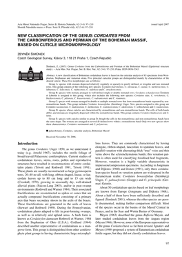 New Classification of the Genus Cordaites from the Carboniferous and Permian of the Bohemian Massif, Based on Cuticle Micromorphology