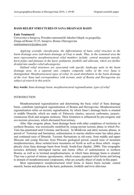 BASIS RELIEF STRUCTURES in SANA DRAINAGE BASIN Emir Te