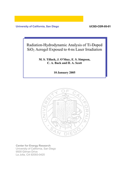 Radiation-Hydrodynamic Analysis of Ti-Doped Sio2 Aerogel Exposed to 4-Ns Laser Irradiation