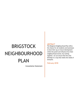 BRIGSTOCK Neighbourhood Plan