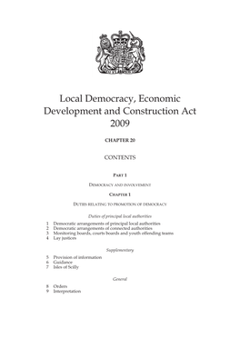 Local Democracy, Economic Development and Construction Act 2009