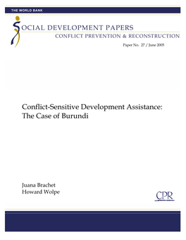 Conflict-Sensitive Development Assistance: the Case of Burundi