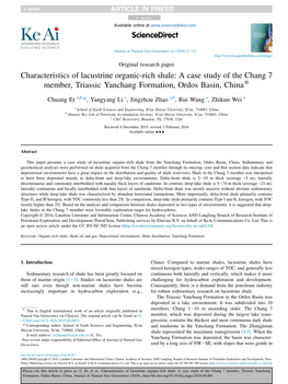 Characteristics of Lacustrine Organic-Rich Shale: a Case Study of the Chang 7 Member, Triassic Yanchang Formation, Ordos Basin, China*