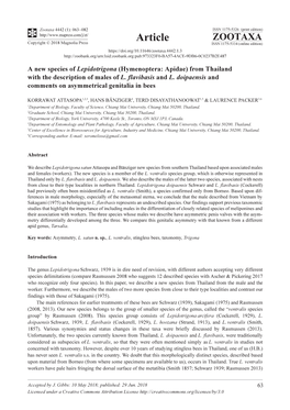 Hymenoptera: Apidae) from Thailand with the Description of Males of L