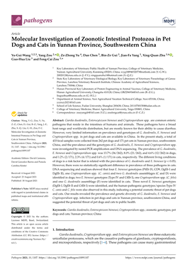 Molecular Investigation of Zoonotic Intestinal Protozoa in Pet Dogs and Cats in Yunnan Province, Southwestern China