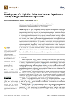 Development of a High-Flux Solar Simulator for Experimental Testing of High-Temperature Applications
