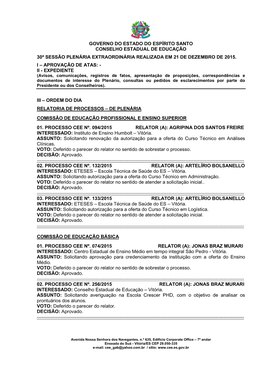 Governo Do Estado Do Espírito Santo Conselho Estadual De Educação