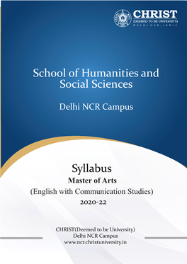 Syllabus School of Humanities and Social Sciences