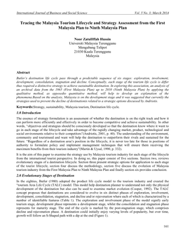 Tracing the Malaysia Tourism Lifecycle and Strategy Assessment from the First Malaysia Plan to Ninth Malaysia Plan