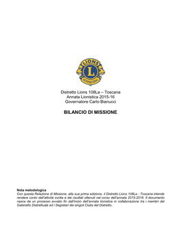 Bilancio Di Missione