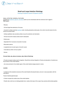 Small and Large Intestine Histology Histology > Digestive System > Digestive System