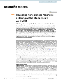 Revealing Noncollinear Magnetic Ordering at the Atomic Scale Via XMCD Fridtjof Kielgast1*, Ivan Baev1, Torben Beeck1, Federico Pressacco2 & Michael Martins1