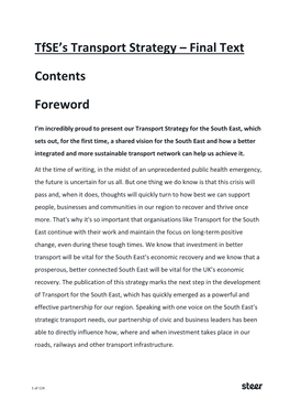 Tfse's Transport Strategy